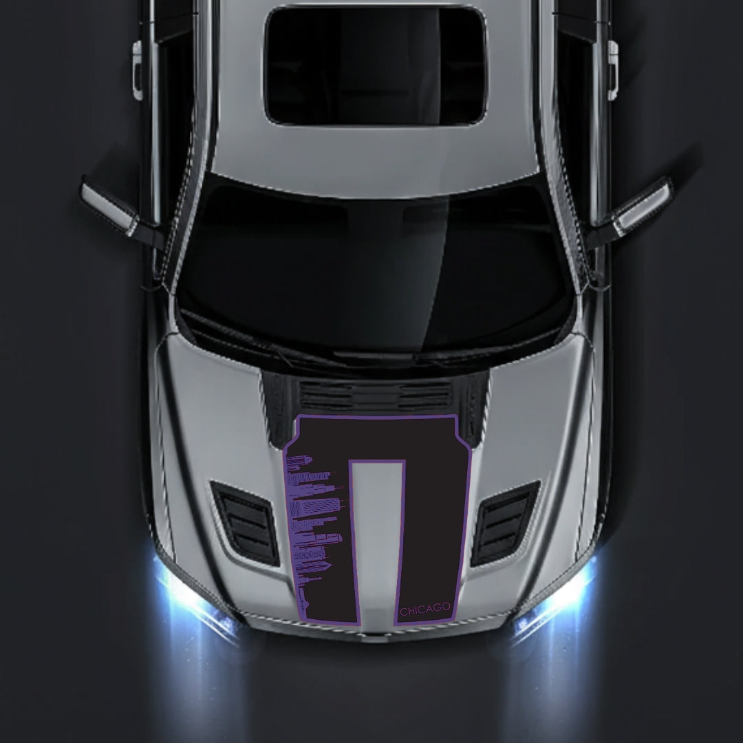 Hood Panel Decal/Sticker - Chicago Skyline - Border Graphic Kit - For Dodge RAM 1500 2019-2025 - Premium Vinyl