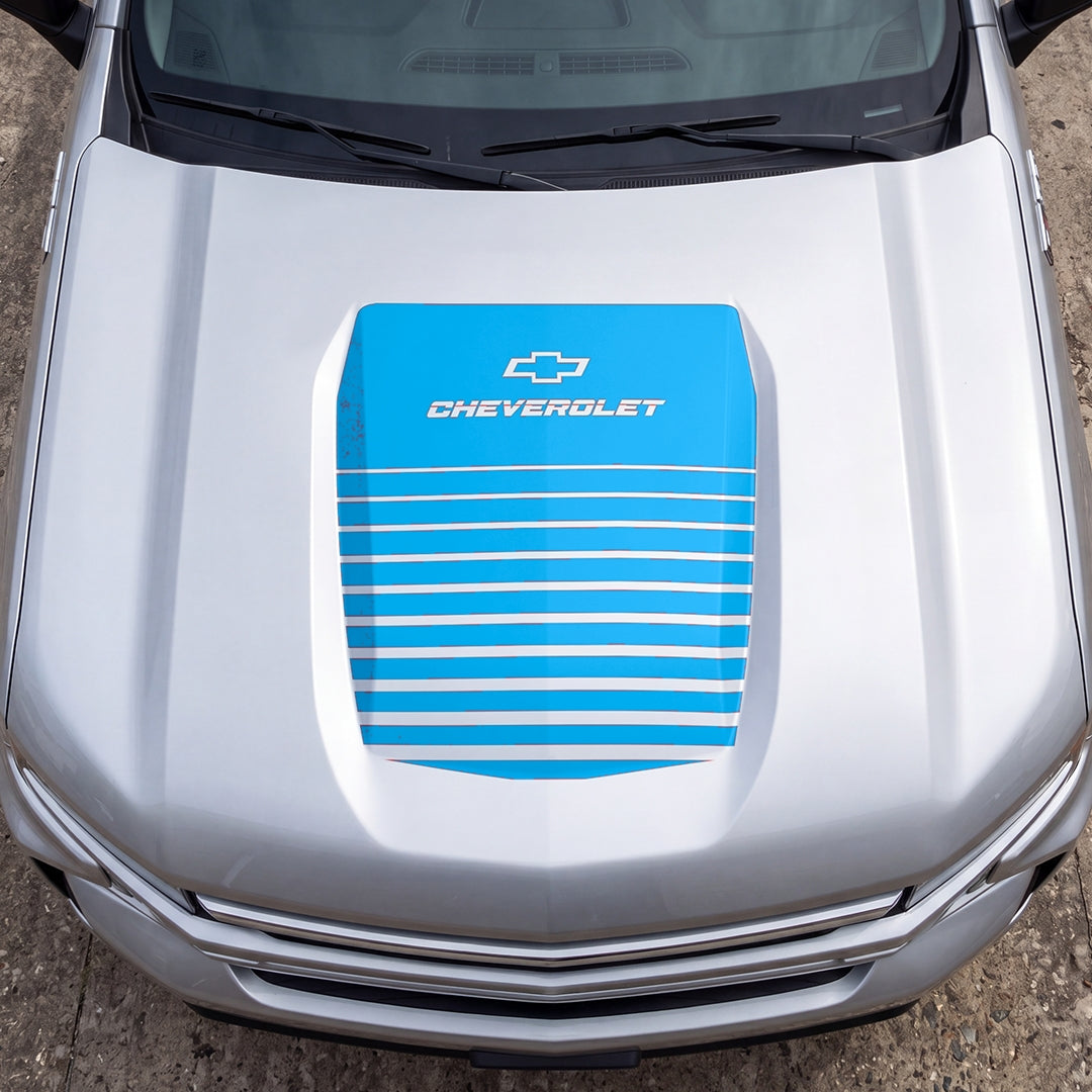 Hood Panel Decal/Sticker - Solid Wavy Graphic Decal Graphic Kit - For Chevrolet Silverado 2019-2024 - Premium Vinyl