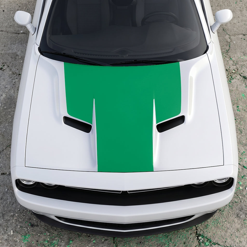 Hood Panel Decal/Sticker - The Foundation - Solid T-Shape - Matte Performance Trim Blackout Graphic Kit - For Dodge Challenger 2015-2024 - Premium Vinyl