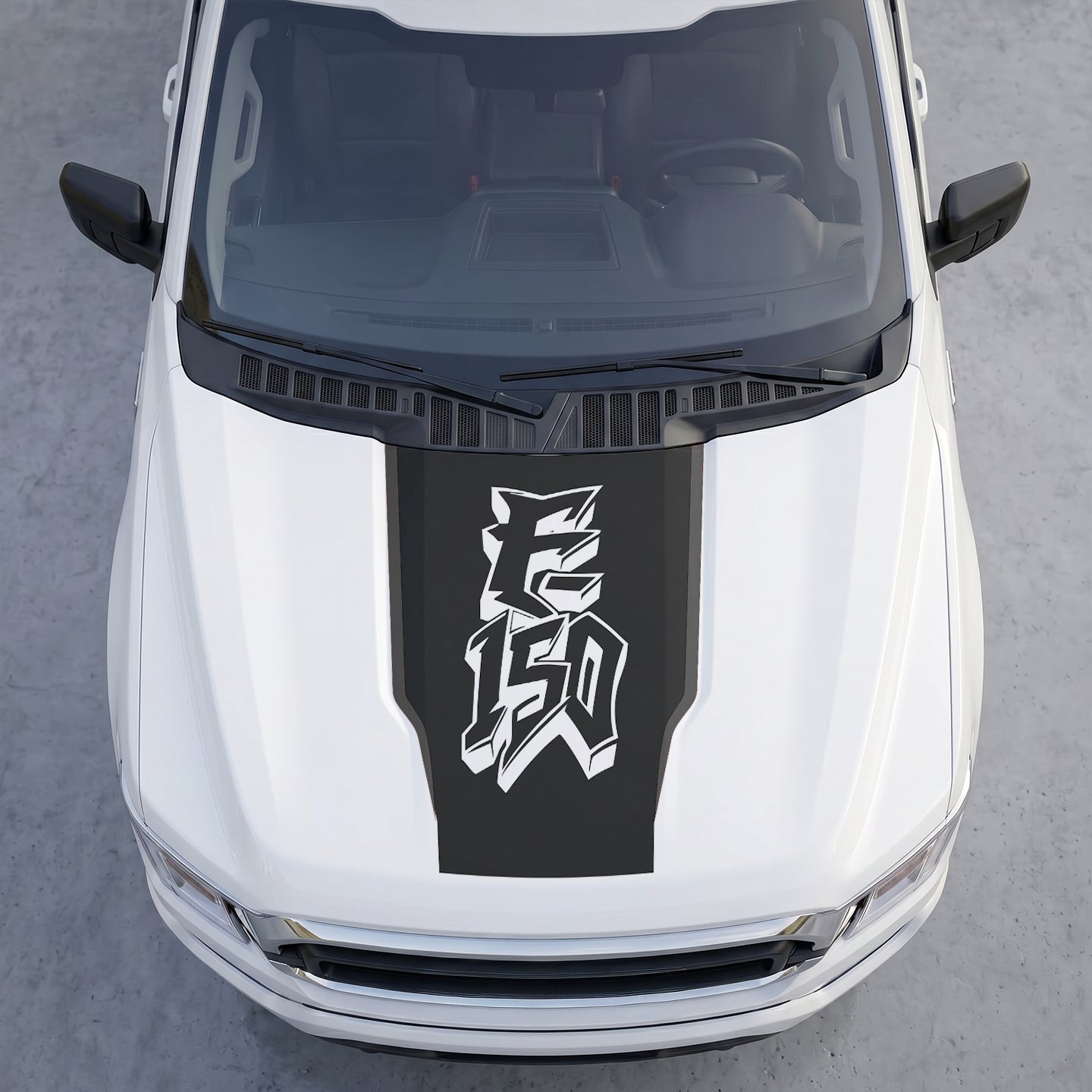 Hood Panel Decal/Sticker - Street Style Graffiti Hood Decal – Matte Black Wrap with 3D Urban Font Graphic Kit - For Ford F-150 F150 2015-2020 - Premium Vinyl