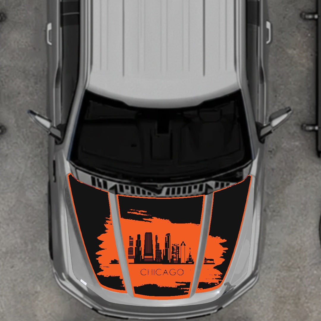 Hood Panel Decal/Sticker - Chicago - Border Graphic Kit - For Ford F-150 2020-2026 - Premium Vinyl