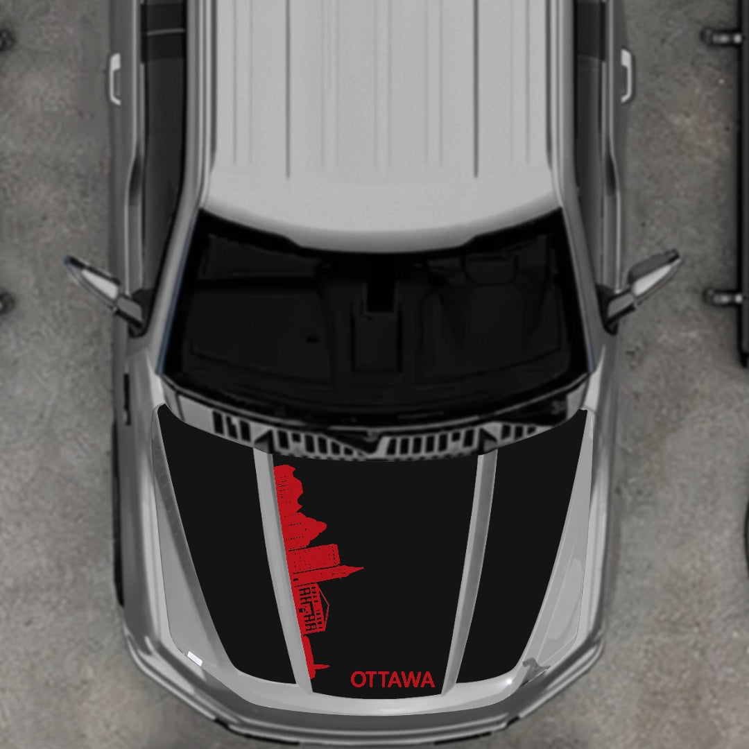 Hood Panel Decal/Sticker - Ottawa Skyline Graphic Kit - For Ford F-150 2020-2026 - Premium Vinyl