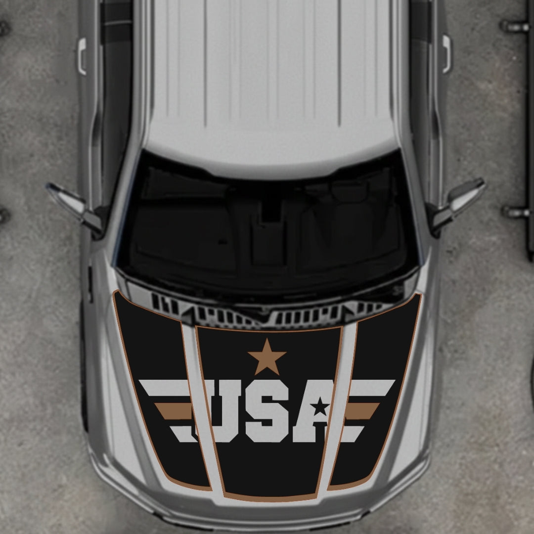 Hood Panel Decal/Sticker - USA Style 6 Graphic Kit - For Ford F-150 2020-2026 - Premium Vinyl