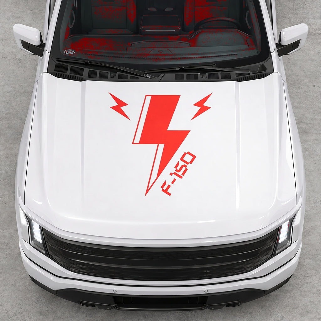 Hood Panel Decal/Sticker - Cut Triple Electric Graphic Decal Graphic Kit - For FORD F-150 2015-2020 - Premium Vinyl