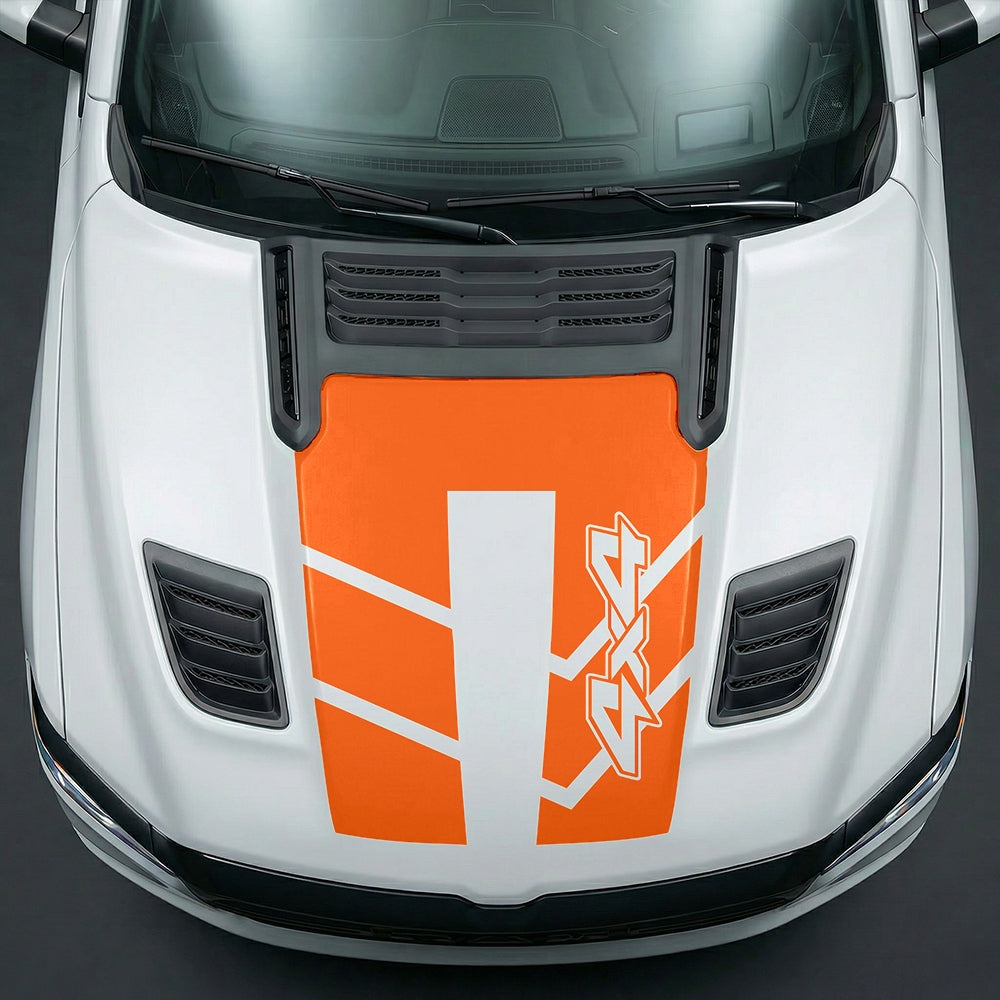 Hood Panel Decal/Sticker - Bold 4x4 Geometric Chevron Graphic Kit - For Dodge Ram 2019-2025 - Premium Vinyl