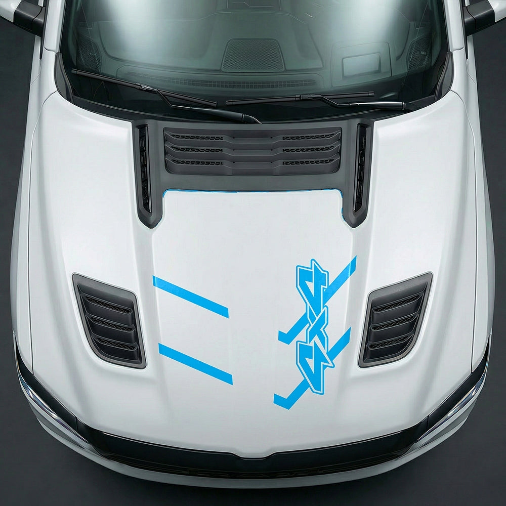 Hood Panel Decal/Sticker - Bold 4x4 Geometric Chevron - Cut Graphic Kit - For Dodge Ram 2019-2025 - Premium Vinyl