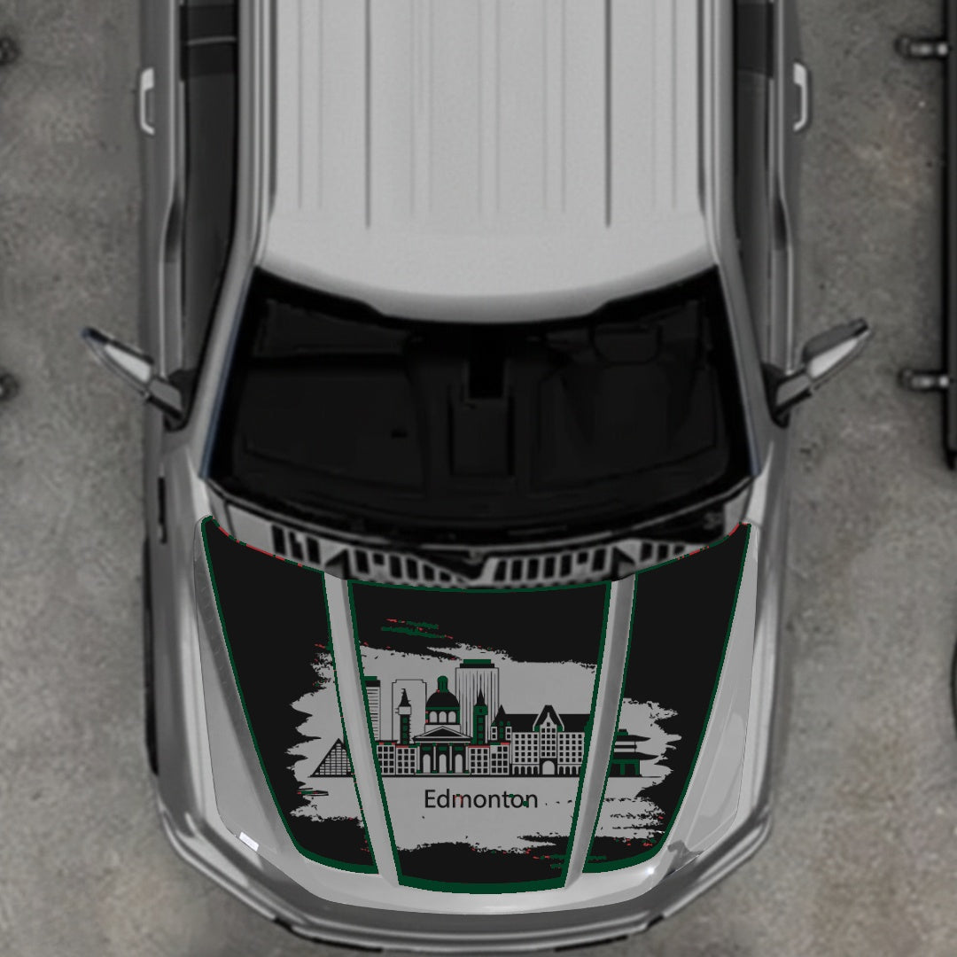 Hood Panel Decal/Sticker - Edmonton - Cut - Border Graphic Kit - For Ford F-150 2020-2026 - Premium Vinyl