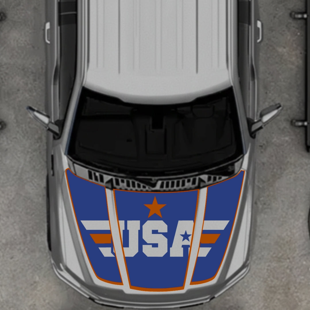 Hood Panel Decal/Sticker - USA Style 4 Graphic Kit - For Ford F-150 2020-2026 - Premium Vinyl