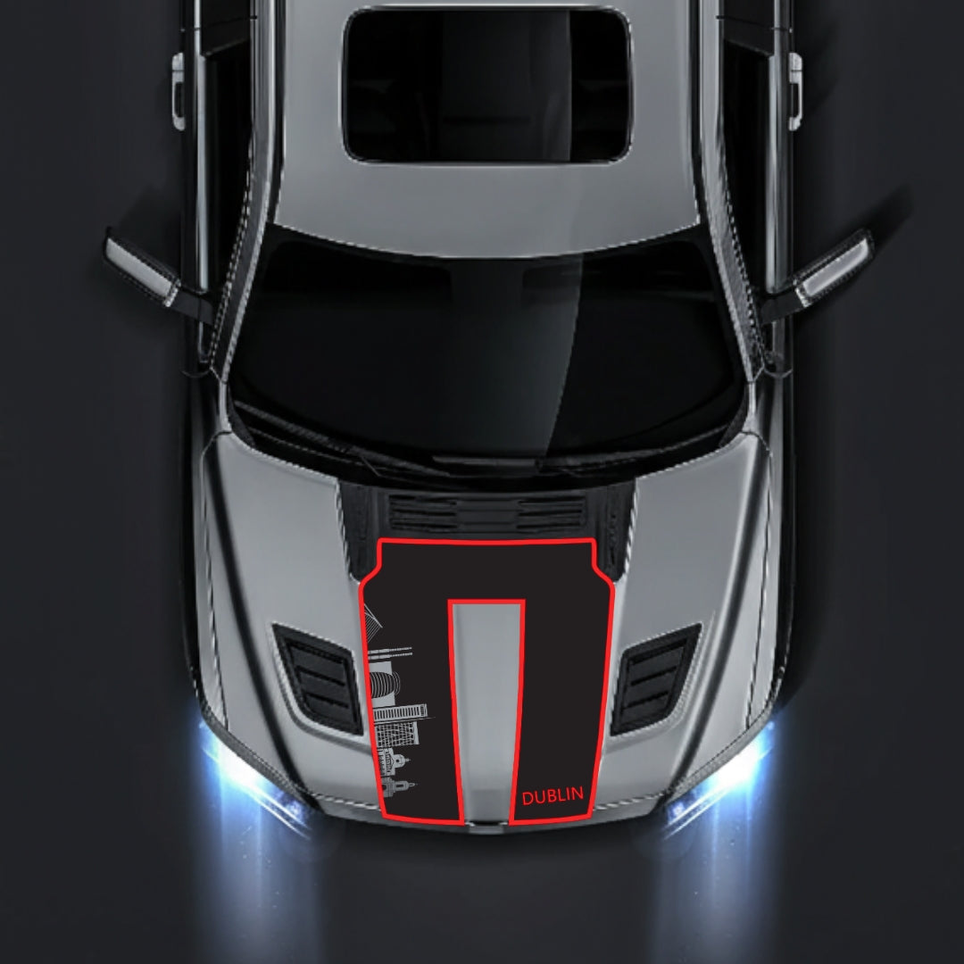 Hood Panel Decal/Sticker - Dublin Skyline - Cut - Border Graphic Kit - For Dodge RAM 1500 2019-2025 - Premium Vinyl