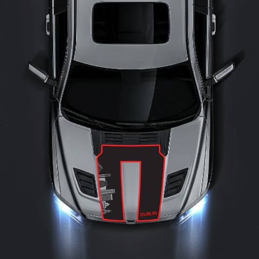 Hood Panel Decal/Sticker - Dublin Skyline - Cut - Border Graphic Kit - For Dodge RAM 1500 2019-2025 - Premium Vinyl