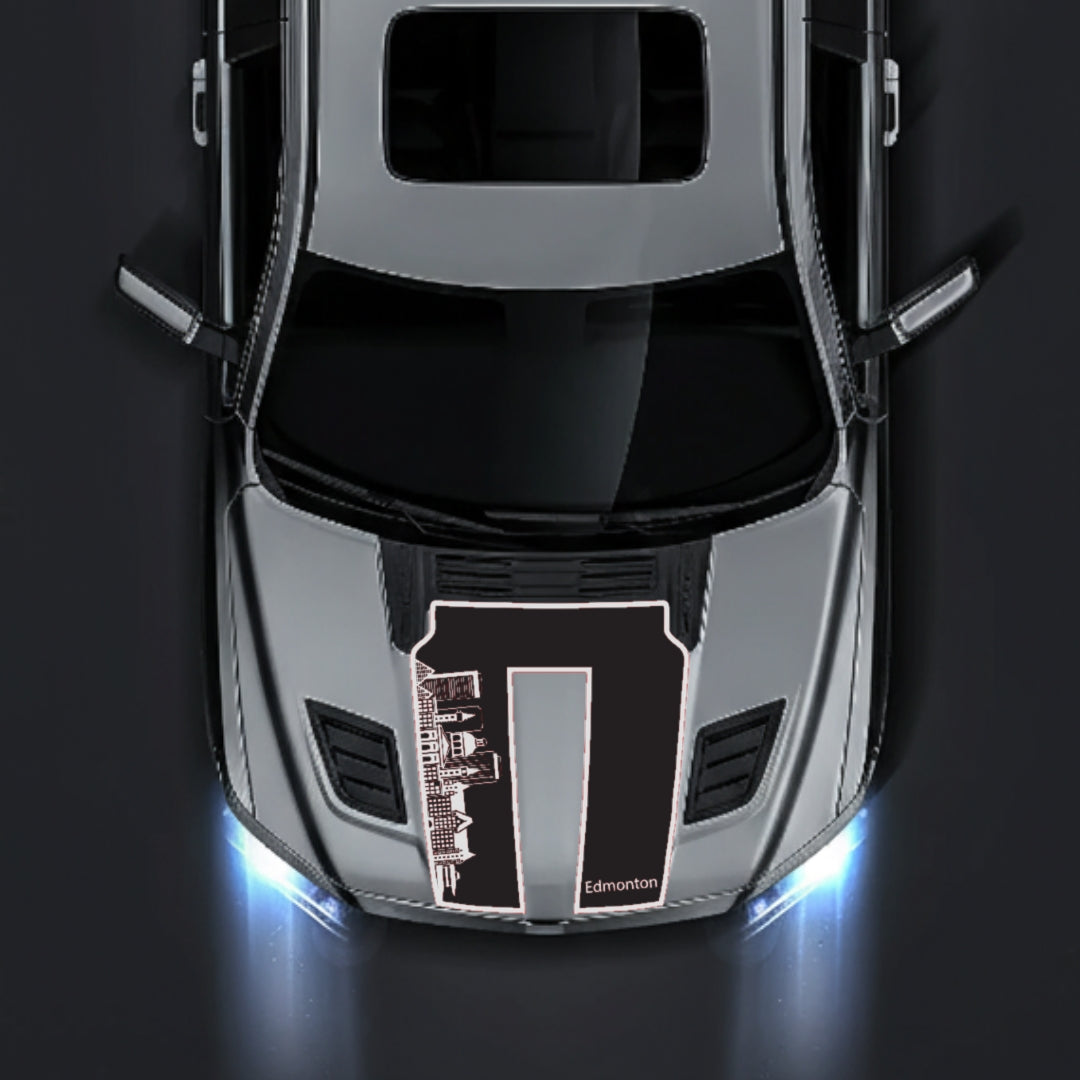 Hood Panel Decal/Sticker - Edmonton Skyline - Border Graphic Kit - For Dodge RAM 1500 2019-2025 - Premium Vinyl