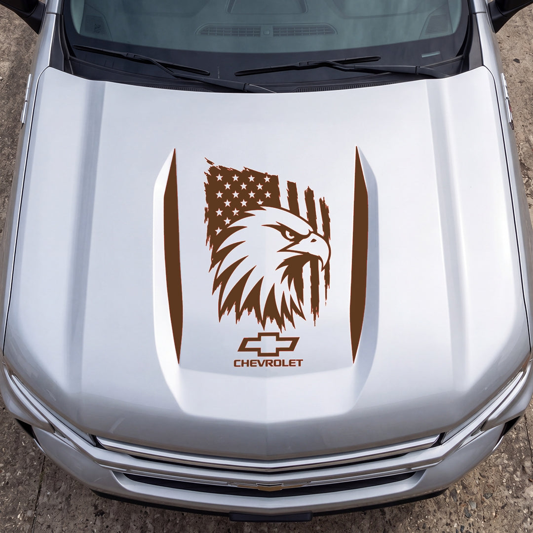 Hood Panel Decal/Sticker - American Eagle Head Graphic Decal Graphic Kit - For Chevrolet Silverado 2019-2024 - Premium Vinyl