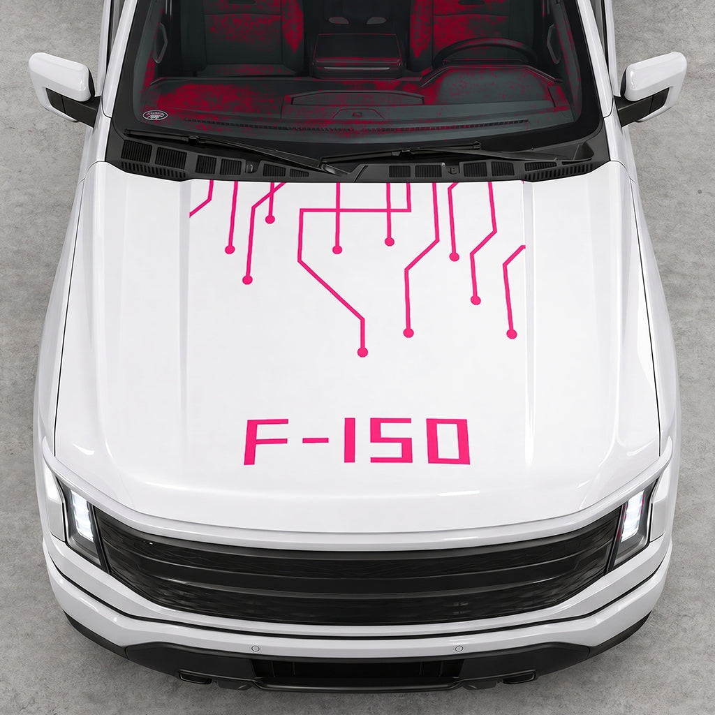 Hood Panel Decal/Sticker - Cut F150 Electric Circuit Graphic Decal Graphic Kit - For FORD F-150 2015-2020 - Premium Vinyl
