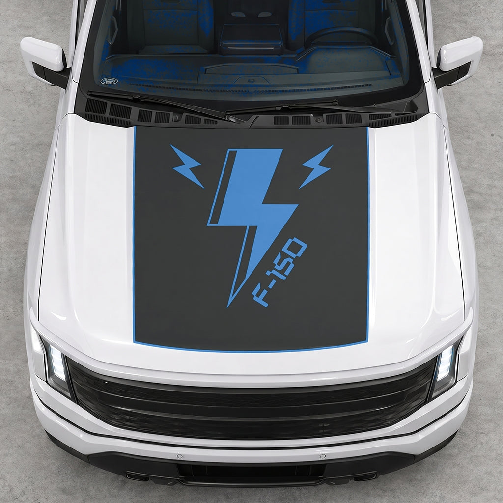 Hood Panel Decal/Sticker - Triple Electric Graphic Decal Graphic Kit - For FORD F-150 2015-2020 - Premium Vinyl