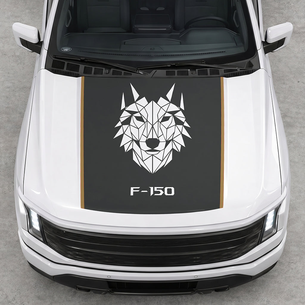Hood Panel Decal/Sticker - Wolf Head Graphic Decal Graphic Kit - For Ford F-150 2015-2020 - Premium Vinyl