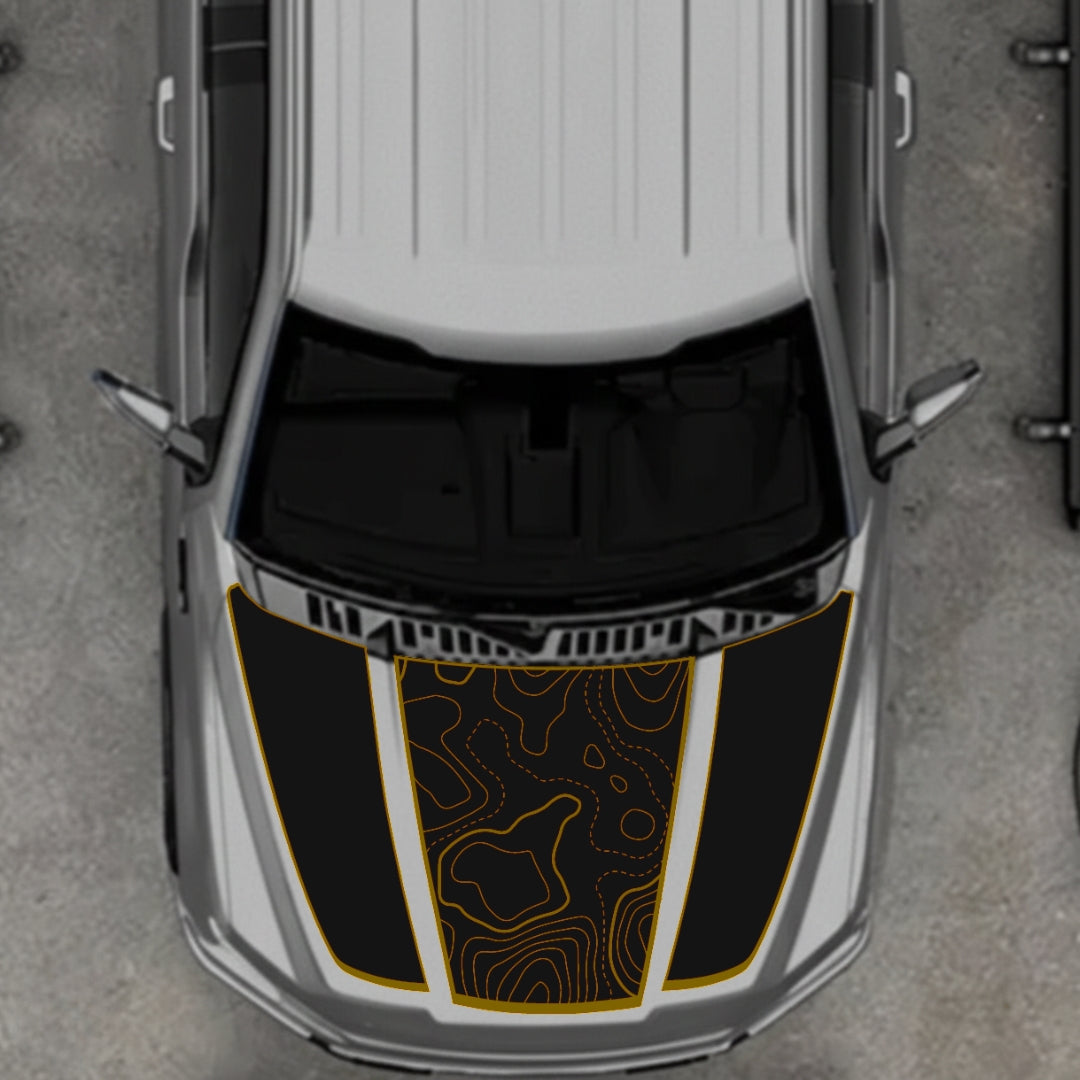 Hood Panel Decal/Sticker - Style 1 - Border Graphic Kit - For Ford F-150 2020-2026 - Premium Vinyl