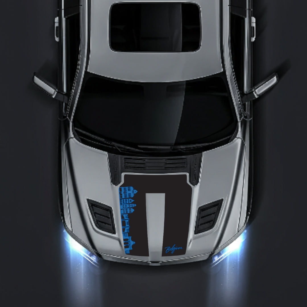 Performance Hood Panel Decal/Sticker - Belgium Skyline Graphic Kit - For Dodge RAM 1500 2019-2025 - Premium Vinyl