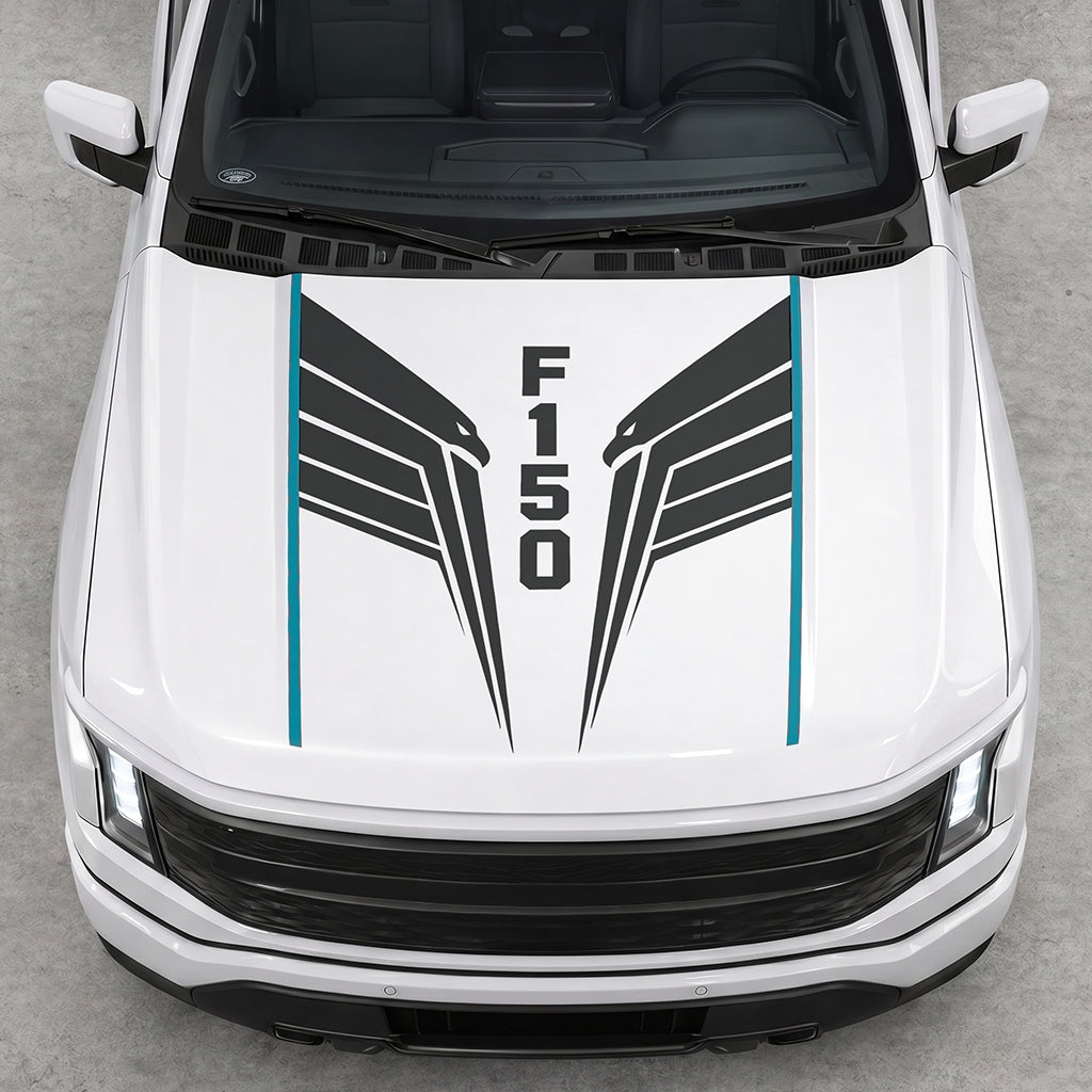 Hood Panel Decal/Sticker - Twin Eagle Wings Graphic Decal Graphic Kit - For Ford F-150 2015-2020 - Premium Vinyl