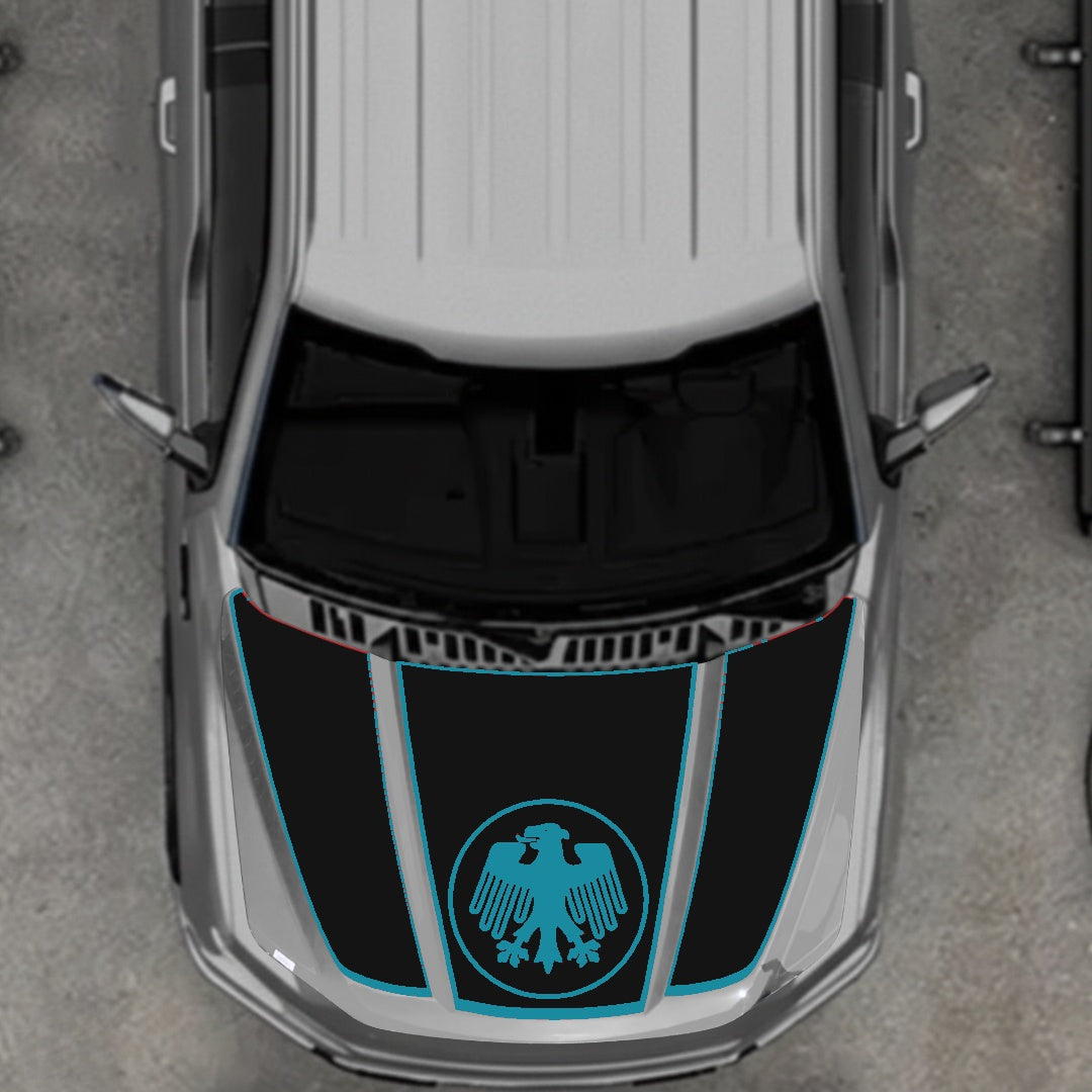 Hood Panel Decal/Sticker - Germany Logo - Border Graphic Kit - For Ford F-150 2020-2026 - Premium Vinyl