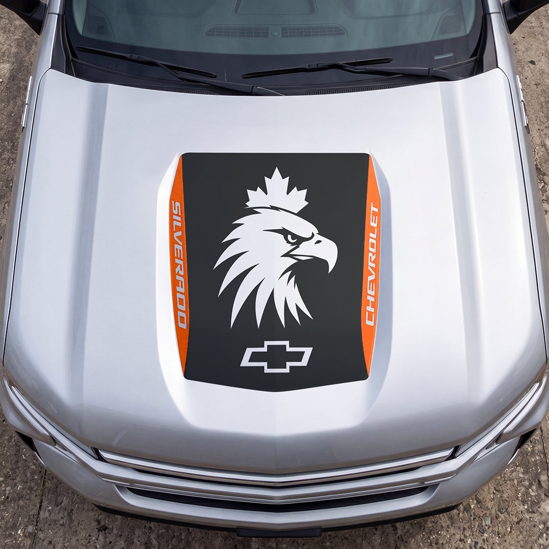 Hood Panel Decal/Sticker - Eagle Head with Maple Graphic Decal Graphic Kit - For Chevrolet Silverado 2019-2024 - Premium Vinyl