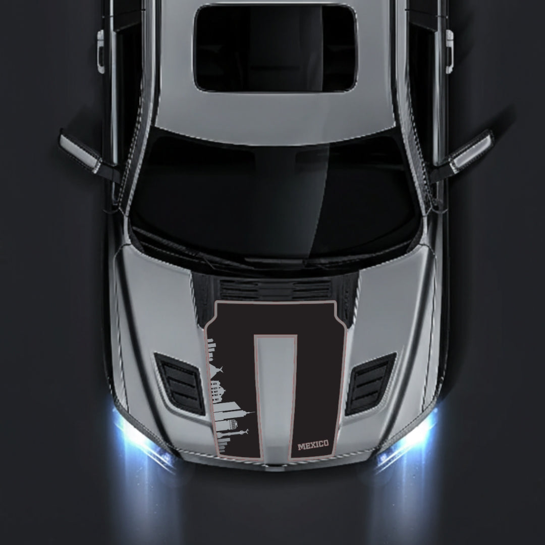 Hood Panel Decal/Sticker - Mexico Skyline - Cut - Border Graphic Kit - For Dodge RAM 1500 2019-2025 - Premium Vinyl
