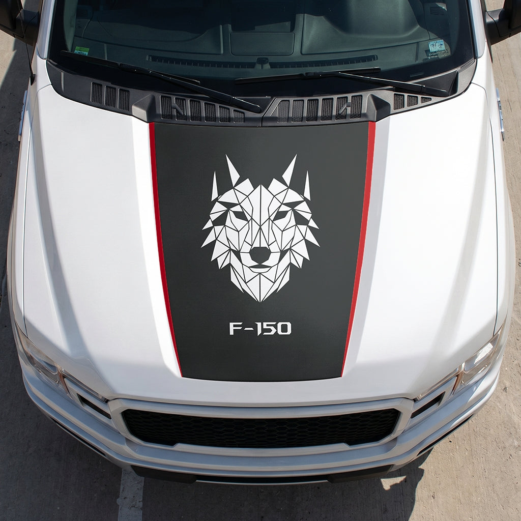 Hood Panel Decal/Sticker - Wolf Head Graphic Decal Graphic Kit - For Ford F-150 2015-2020 - Premium Vinyl
