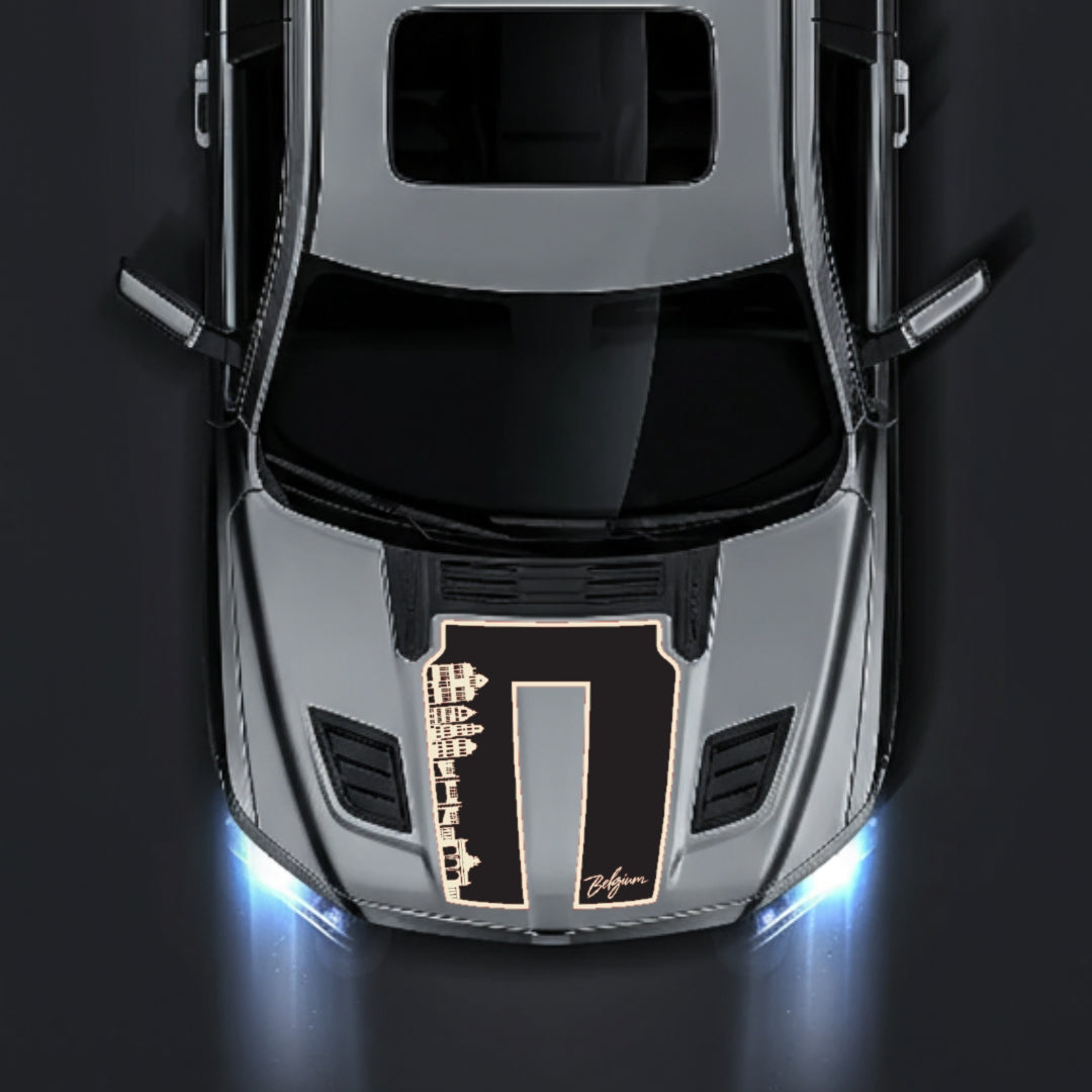 Hood Panel Decal/Sticker - Belgium Skyline - Border Graphic Kit - For Dodge RAM 1500 2019-2025 - Premium Vinyl