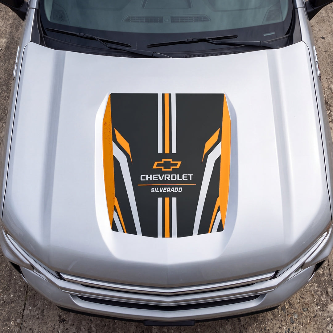 Hood Panel Decal/Sticker - Speed Graphic Decal Graphic Kit - For Chevrolet Silverado 2019-2024 - Premium Vinyl