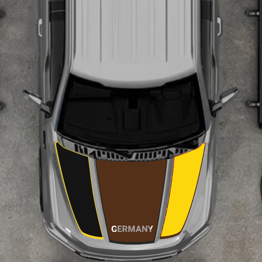 Hood Panel Decal/Sticker - Germany Flag Parts - Border Graphic Kit - For Ford F-150 2020-2026 - Premium Vinyl