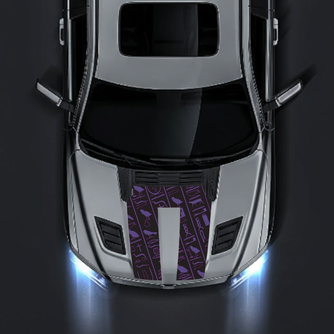 Hood Panel Decal/Sticker - Egyptian Hieroglyphs Graphic Kit - For Dodge RAM 1500 2019-2025 - Premium Vinyl