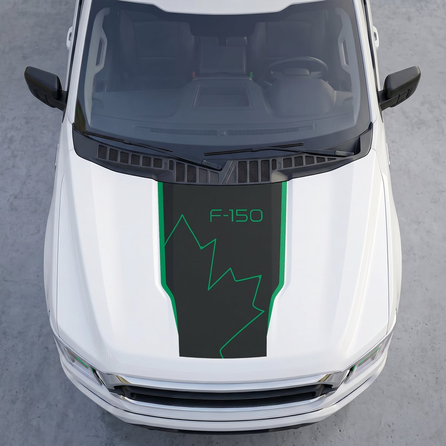 Hood Panel Decal/Sticker - Distressed Maple Leaf Hood Decal – Minimalist Line Canada Flag Graphic Graphic Kit - For Ford F-150 F150 2015-2020 - Premium Vinyl