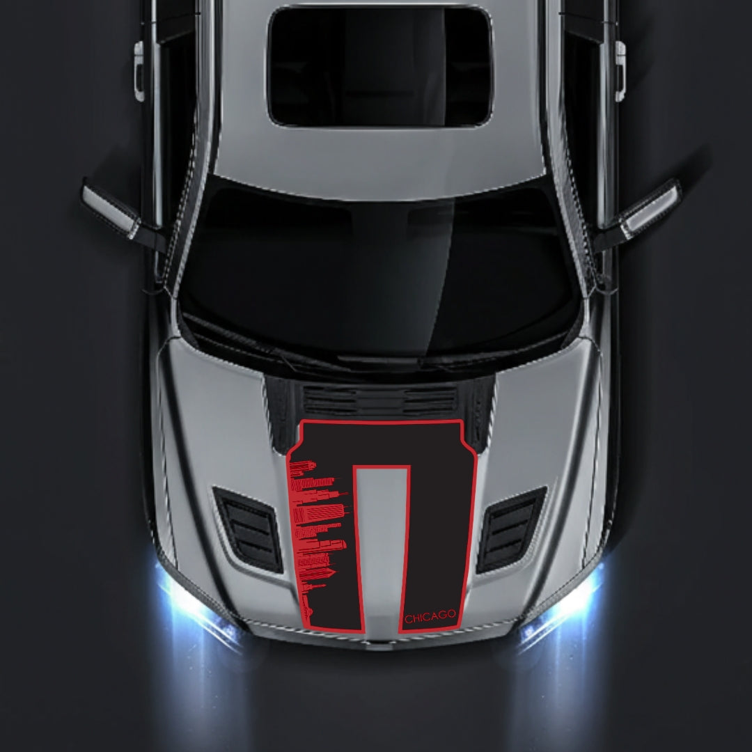 Hood Panel Decal/Sticker - Chicago Skyline - Border Graphic Kit - For Dodge RAM 1500 2019-2025 - Premium Vinyl