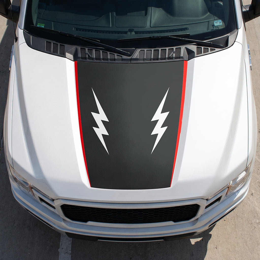 Hood Panel Decal/Sticker - Twin Electric Waves Graphic Decal Graphic Kit - For Ford F-150 2015-2020 - Premium Vinyl