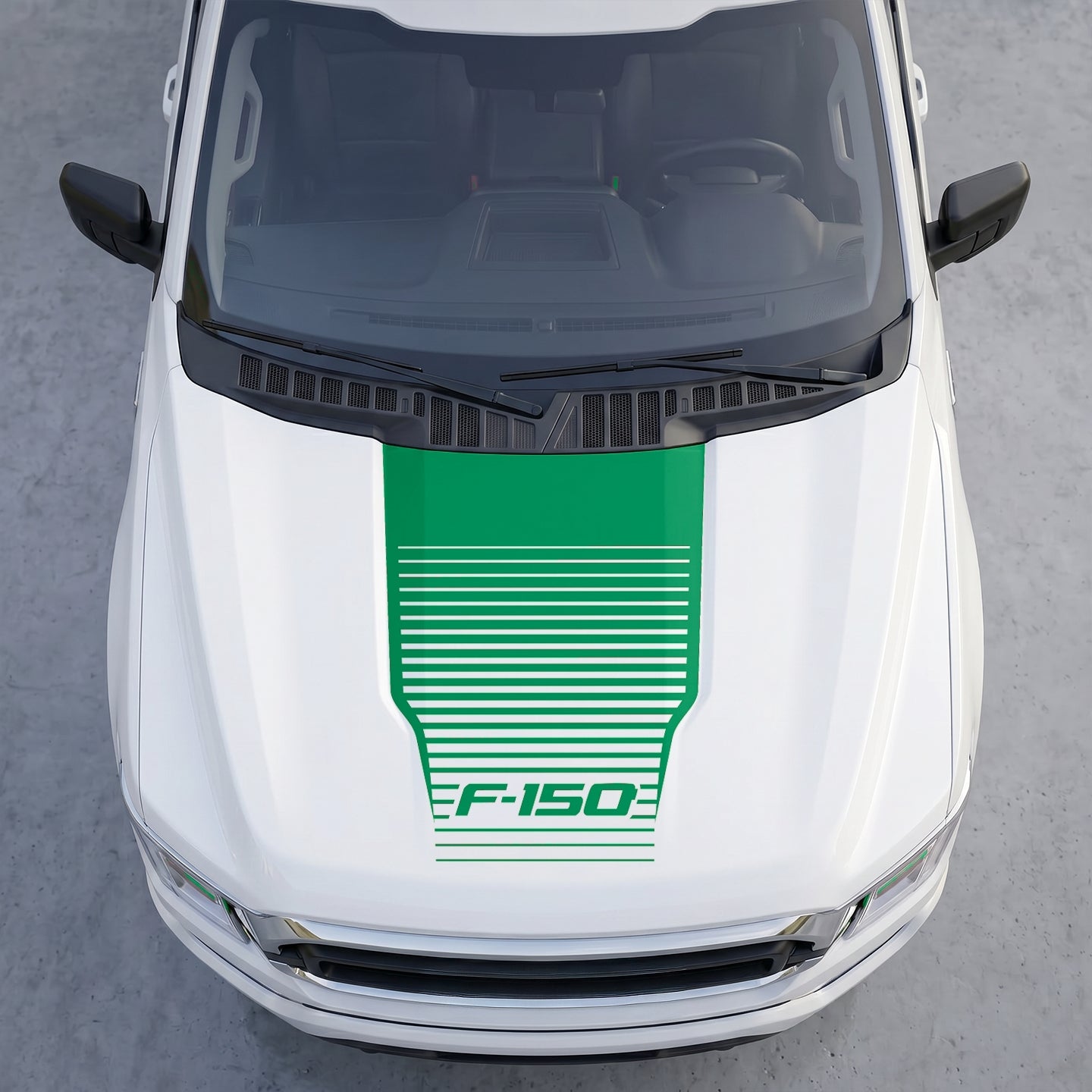 Hood Panel Decal/Sticker - Speedline Fade Hood Decal Wrap – Solid Center Shield with Horizontal Louver Stripe Grille Graphic Kit - For Ford F-150 F150 2015-2020 - Premium Vinyl
