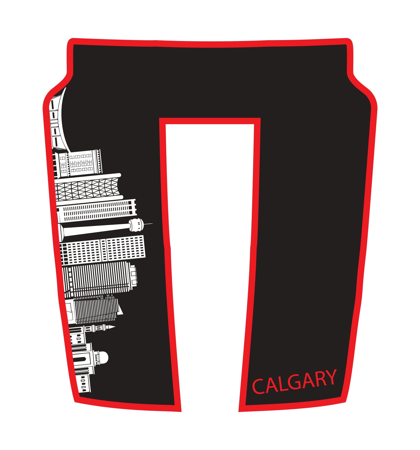 Hood Panel Decal/Sticker - Calgary Skyline - Cut - Border Graphic Kit - For Dodge RAM 1500 2019-2025 - Premium Vinyl