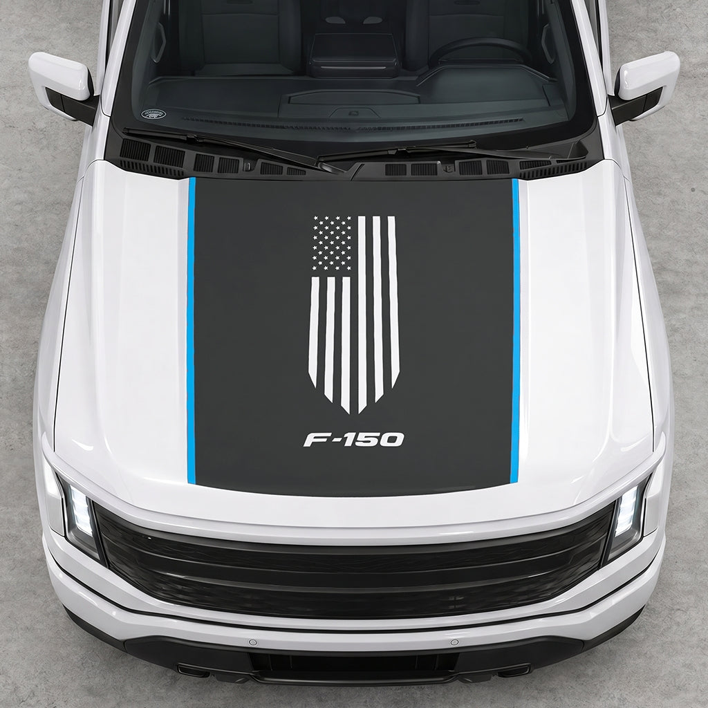 Hood Panel Decal/Sticker - America Flag Graphic Decal Graphic Kit - For Ford F-150 2015-2020 - Premium Vinyl