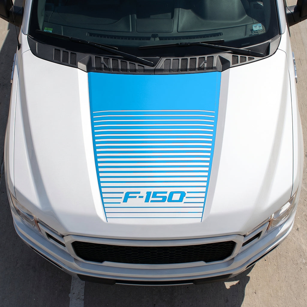 Hood Panel Decal/Sticker - Waves Graphic Decal Graphic Kit - For Ford F-150 2015-2020 - Premium Vinyl