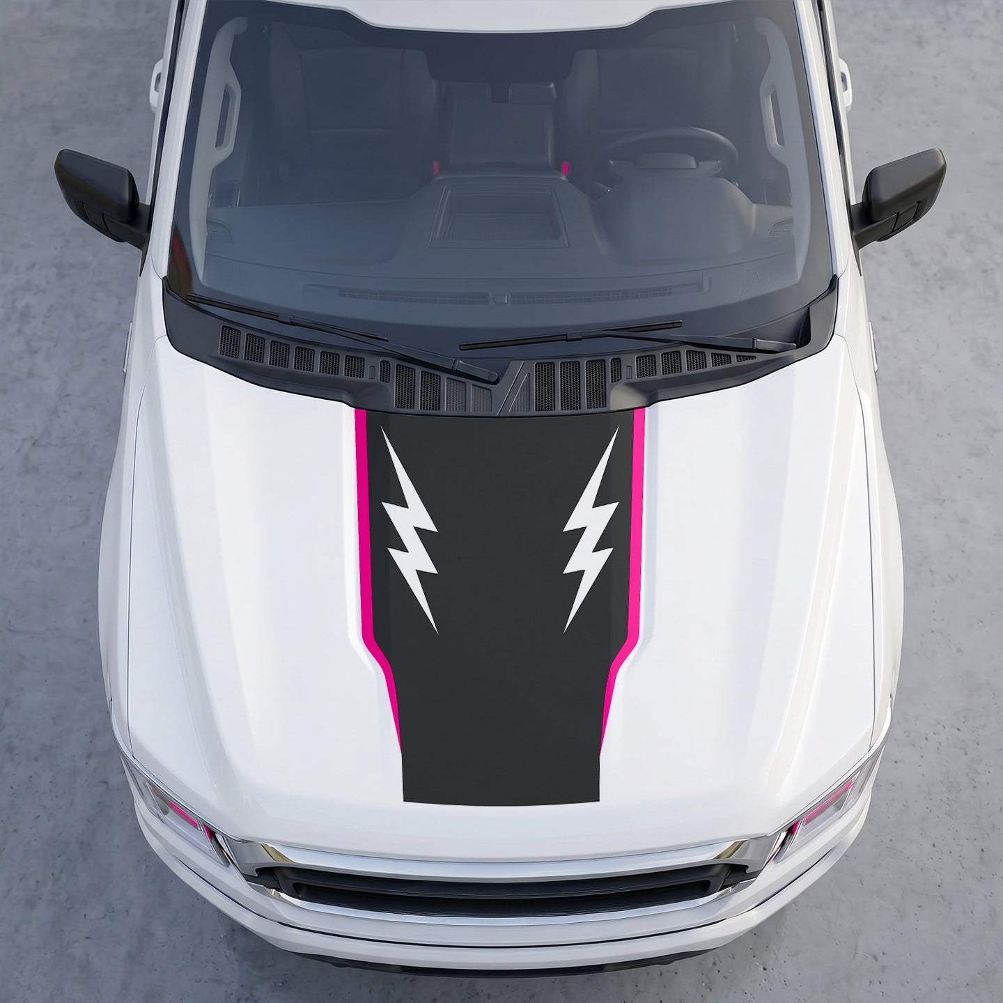 Hood Panel Decal/Sticker - Twin Lightning Bolts Hood Decal – Dual Side Lightning Strike Graphics Graphic Kit - For Ford F-150 F150 2015-2020 - Premium Vinyl