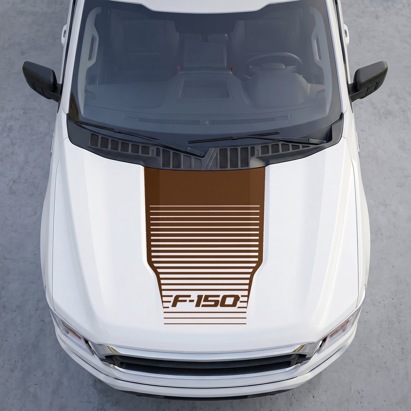 Hood Panel Decal/Sticker - Speedline Fade Hood Decal Wrap – Solid Center Shield with Horizontal Louver Stripe Grille Graphic Kit - For Ford F-150 F150 2015-2020 - Premium Vinyl