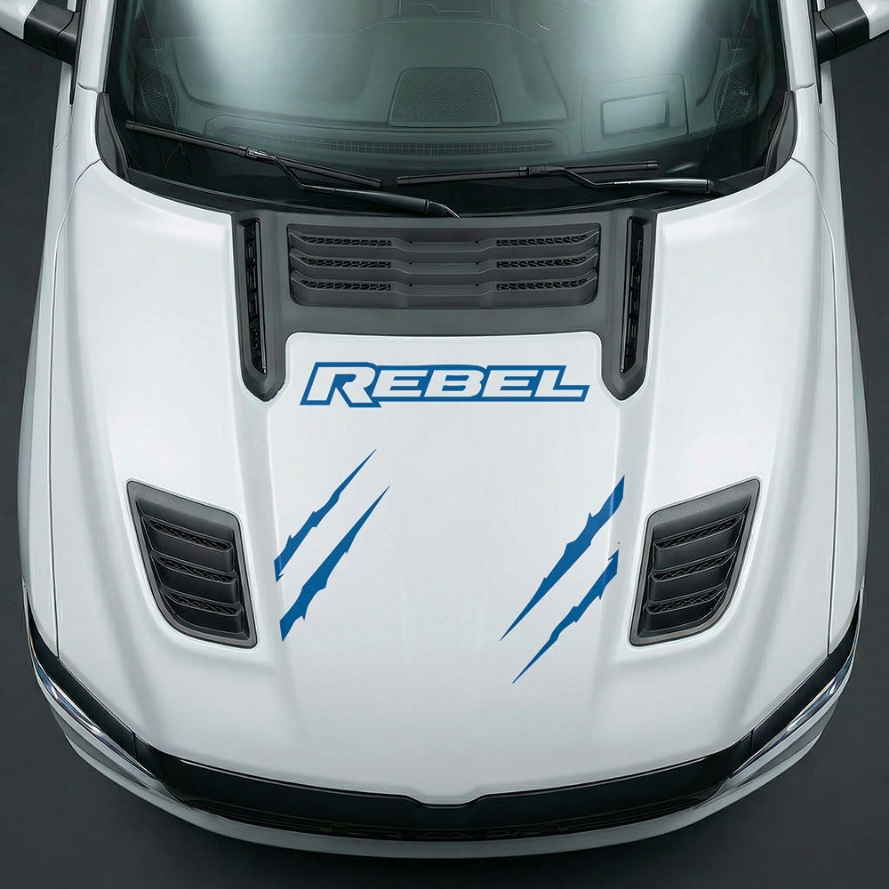 Hood Panel Decal/Sticker - Dodge RAM Rebel Claw Scratch U-Shape Stripe - Cut Graphic Kit - For Dodge Ram 2019-2025 - Premium Vinyl