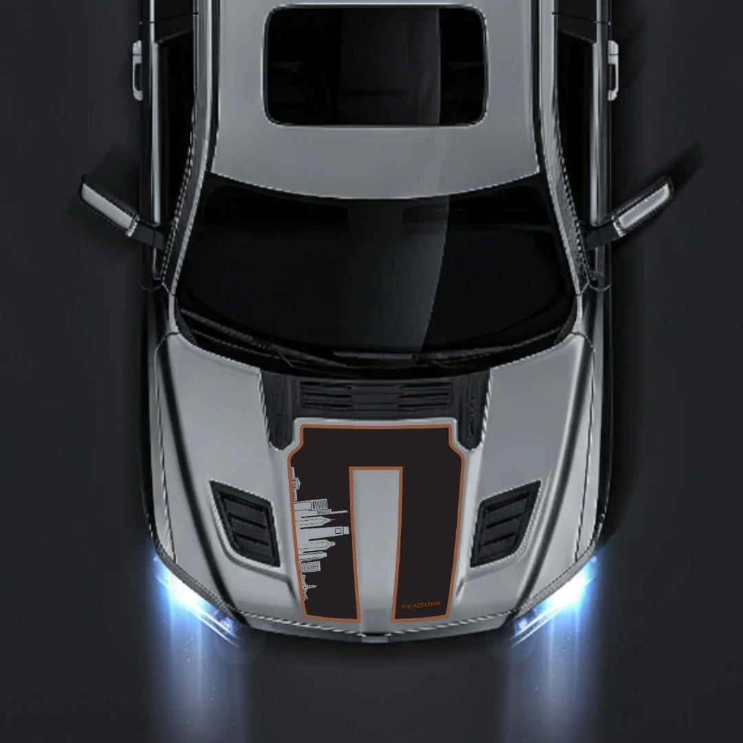 Performance Hood Panel Decal/Sticker - Philadelphia Skyline - Cut - Border Graphic Kit - For Dodge RAM 1500 2019-2025 - Premium Vinyl