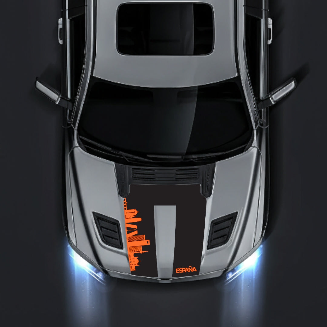 Hood Panel Decal/Sticker - Spain Skyline Graphic Kit - For Dodge RAM 1500 2019-2025 - Premium Vinyl