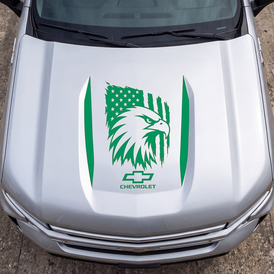 Hood Panel Decal/Sticker - American Eagle Head Graphic Decal Graphic Kit - For Chevrolet Silverado 2019-2024 - Premium Vinyl