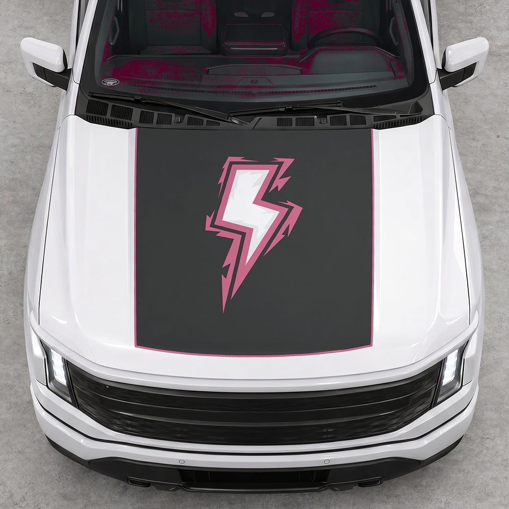 Hood Panel Decal/Sticker - Bordered Electric Graphic Decal Graphic Kit - For FORD F-150 2015-2020 - Premium Vinyl