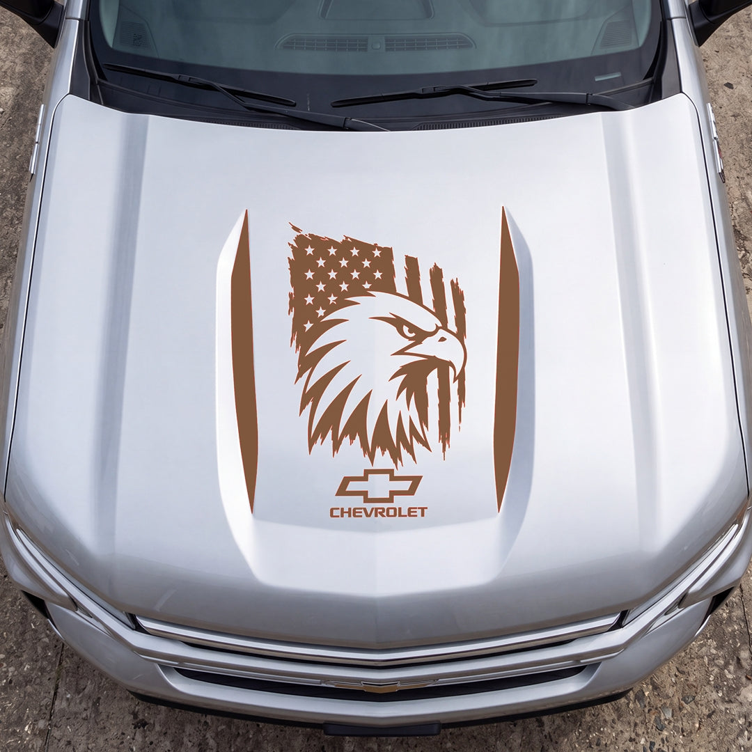 Hood Panel Decal/Sticker - American Eagle Head Graphic Decal Graphic Kit - For Chevrolet Silverado 2019-2024 - Premium Vinyl