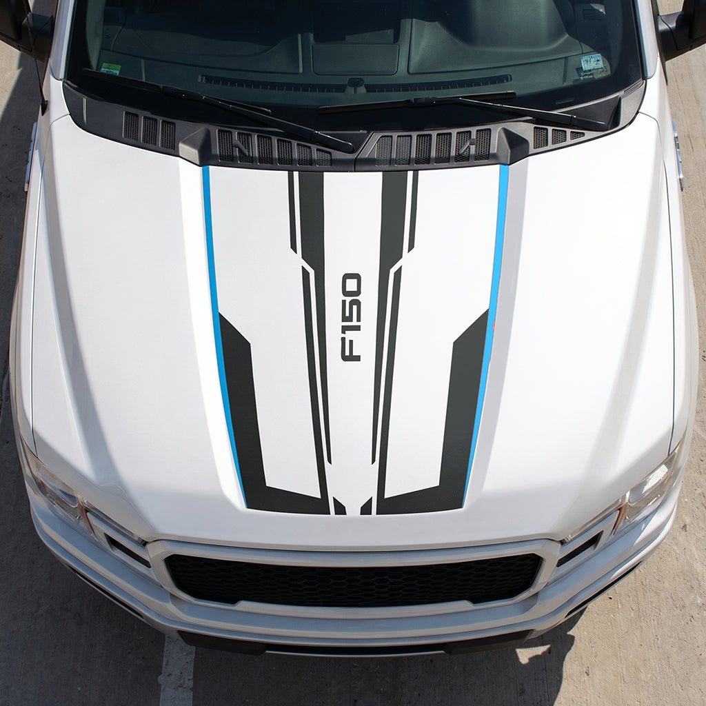 Hood Panel Decal/Sticker - Speed Graphic Decal Graphic Kit - For Ford F-150 2015-2020 - Premium Vinyl