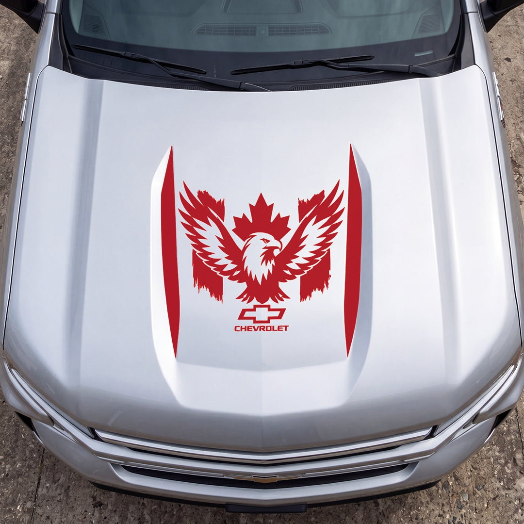 Hood Panel Decal/Sticker - Canadaian Phoenix Graphic Decal Graphic Kit - For Chevrolet Silverado 2019-2024 - Premium Vinyl