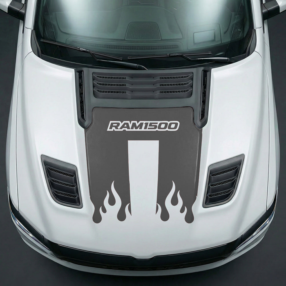 Hood Panel Decal/Sticker - RAM 1500 Flaming U-Shape Graphic Kit - For Dodge Ram 2019-2025 - Premium Vinyl