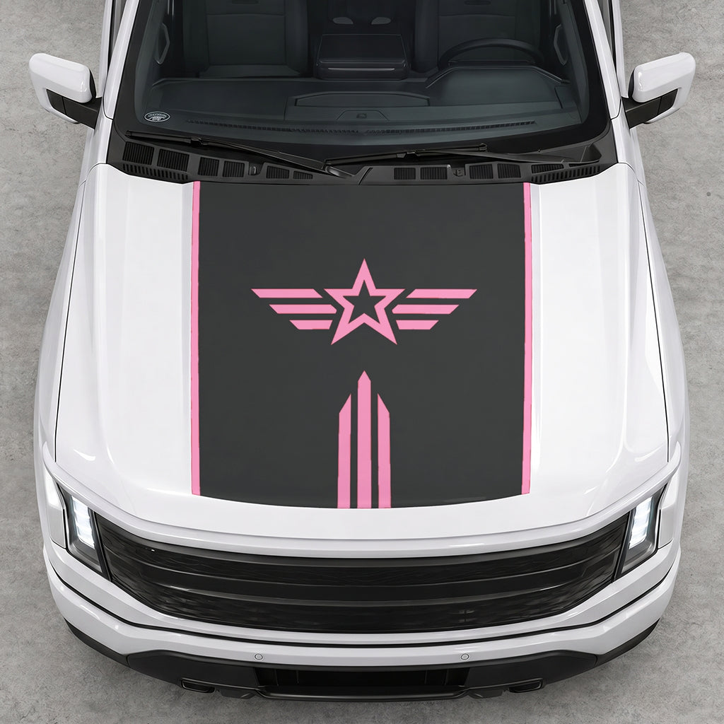Hood Panel Decal/Sticker - Winged Star Graphic Decal Graphic Kit - For Ford F-150 2015-2020 - Premium Vinyl