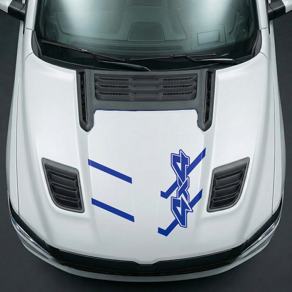Hood Panel Decal/Sticker - Bold 4x4 Geometric Chevron - Cut Graphic Kit - For Dodge Ram 2019-2025 - Premium Vinyl